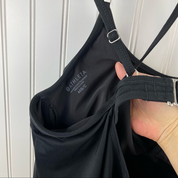 Athleta Cross Back Swim Tank Blouson Tankini Black 40 B/C - Picture 7 of 12